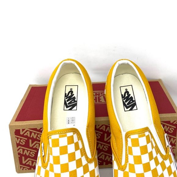 VANS Classic Slip On Shoes Check Yellow Canvas Men’s Size Sneakers VN0A5JMHF3X - Picture 7 of 10